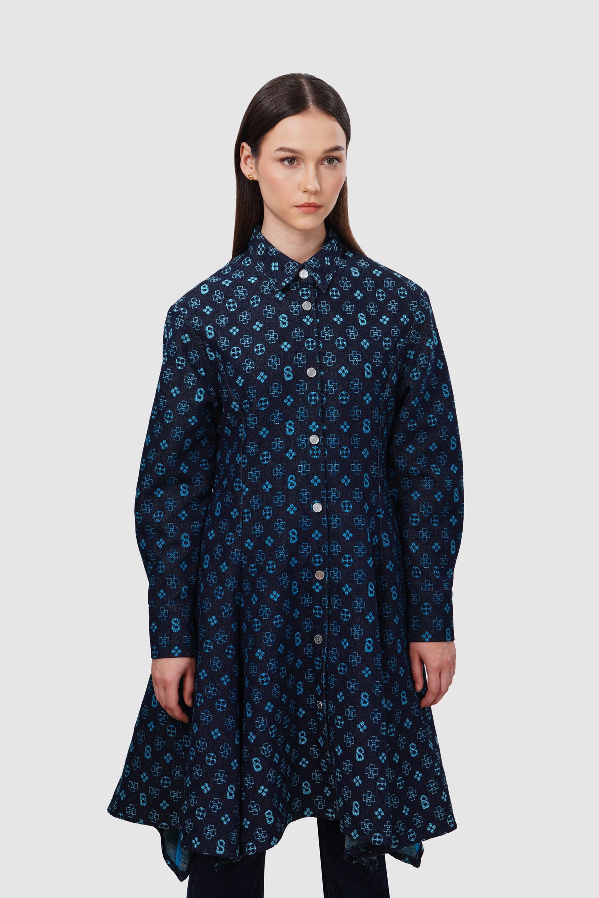 Monogram Denim Tunic - Blue