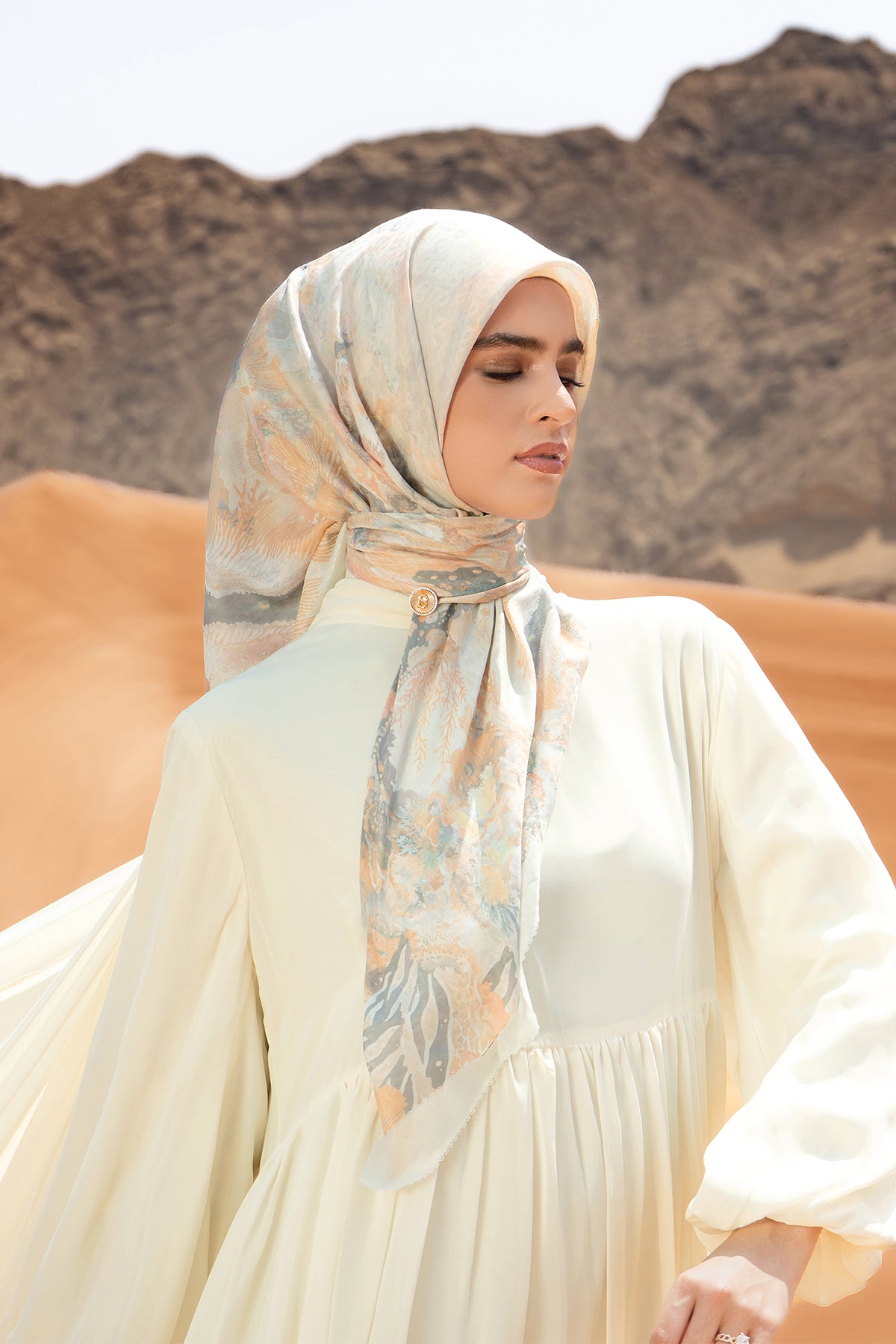 Dune Jacquard Voile Square - Ivory