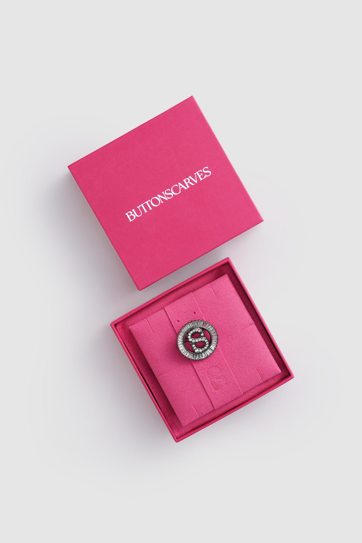 Petite Crystal Round Brooch - Hematite