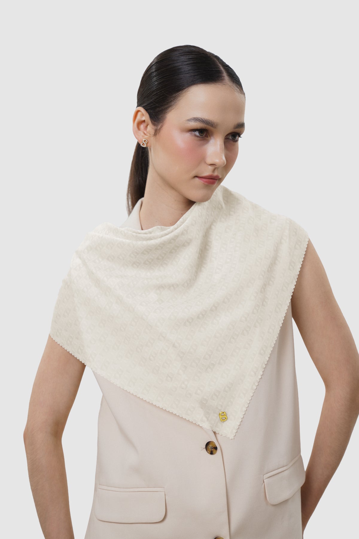 Interlock Voile Square - Bone