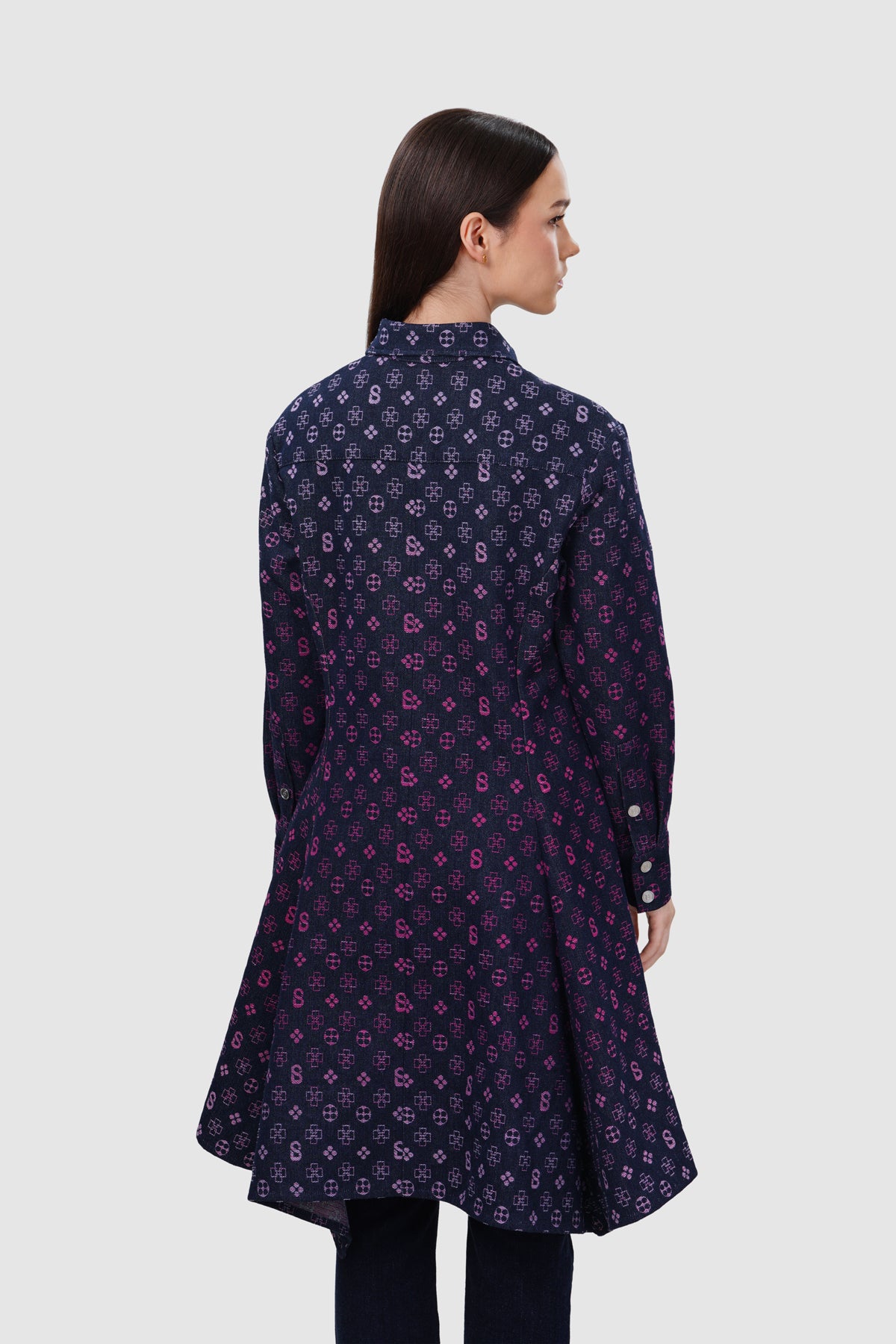 Monogram Denim Tunic - Fuchsia