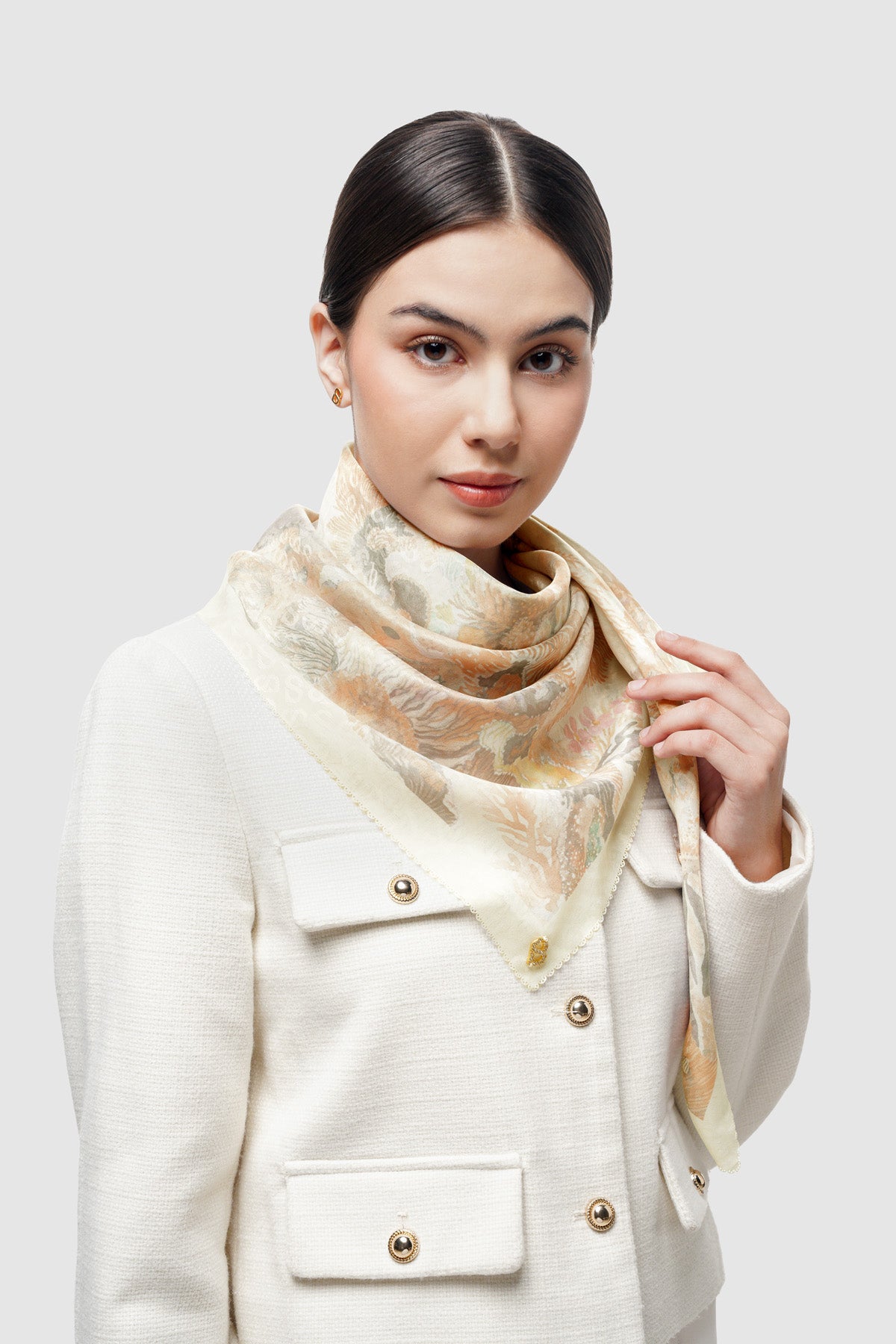 Dune Jacquard Voile Square - Ivory