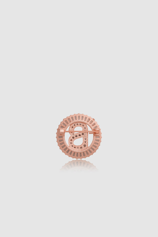 Petite Crystal Round Brooch - Rose Gold