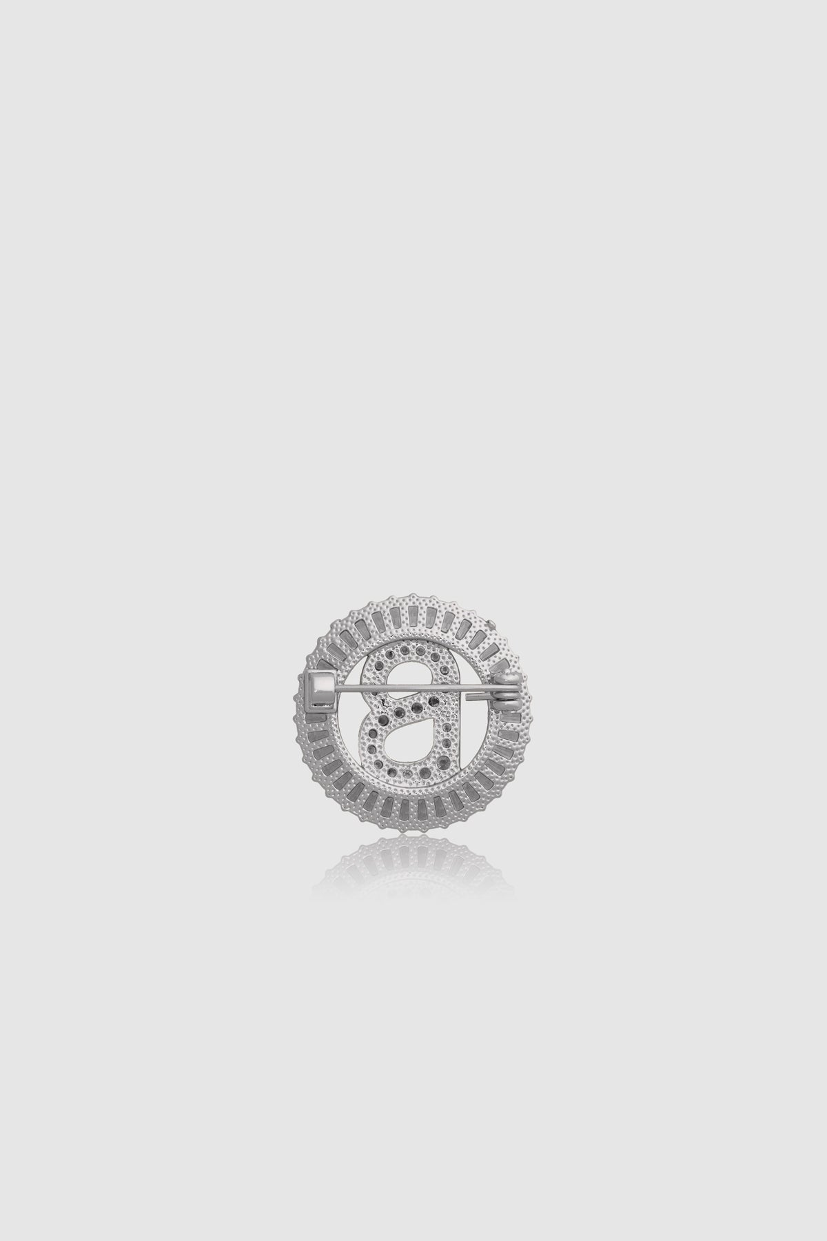 Petite Crystal Round Brooch - Silver
