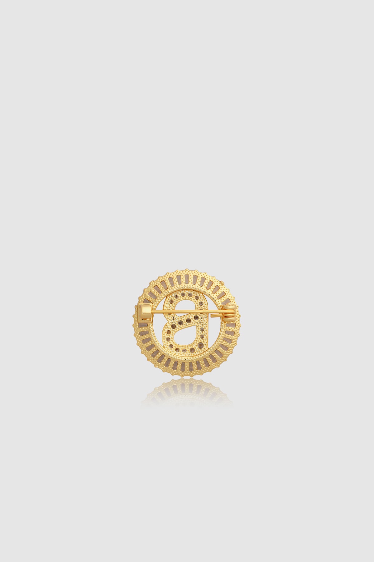 Petite Crystal Round Brooch - Gold