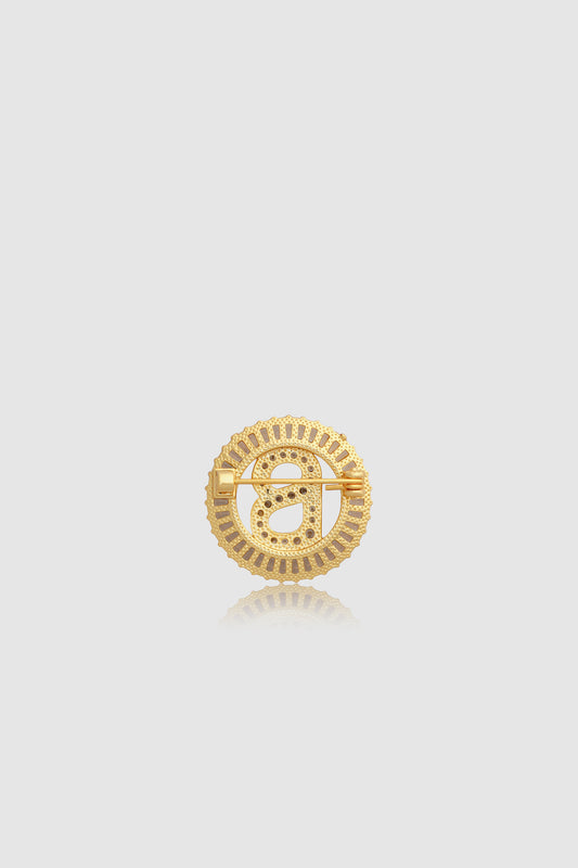 Petite Crystal Round Brooch - Gold