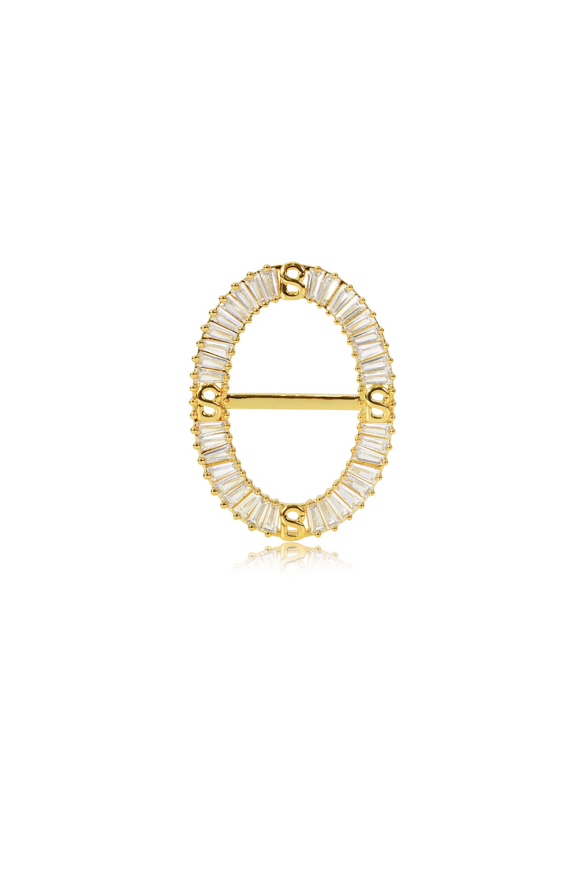 Lavish Oval Ring Brooch - Gold