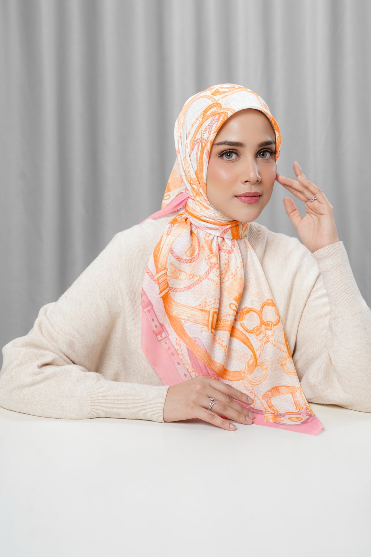 Alexandra Silk Jacquard Square - Chantilly