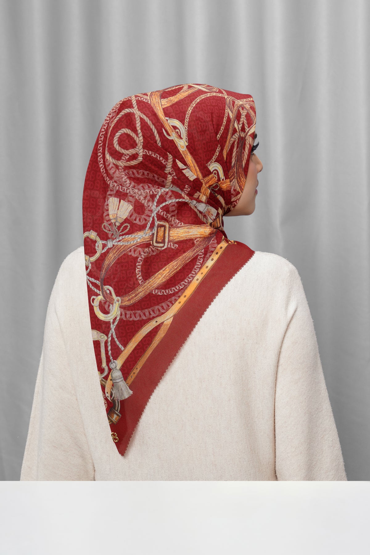 Alexandra Silk Jacquard Square - Crimson