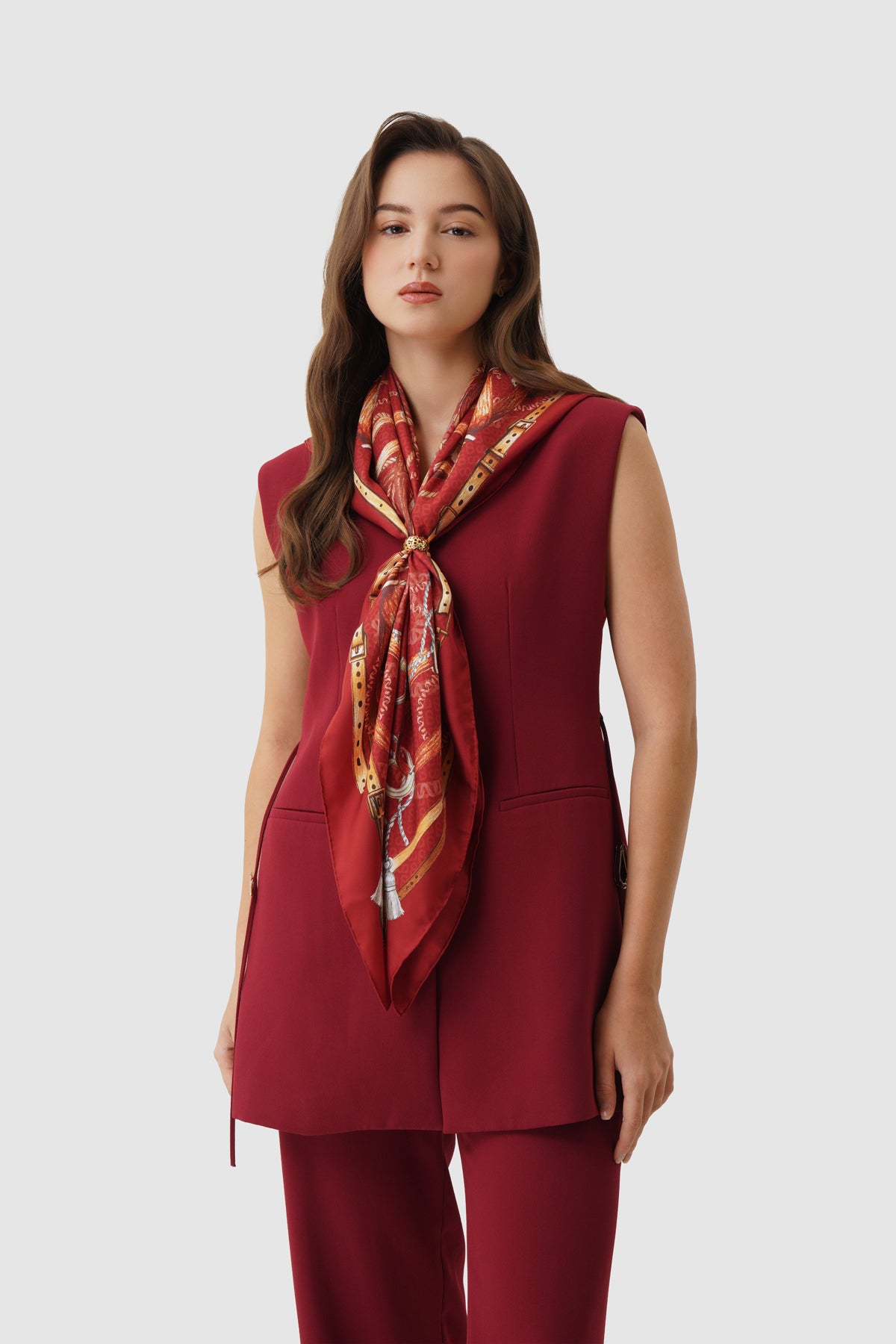 Alexandra Silk Jacquard Square - Crimson