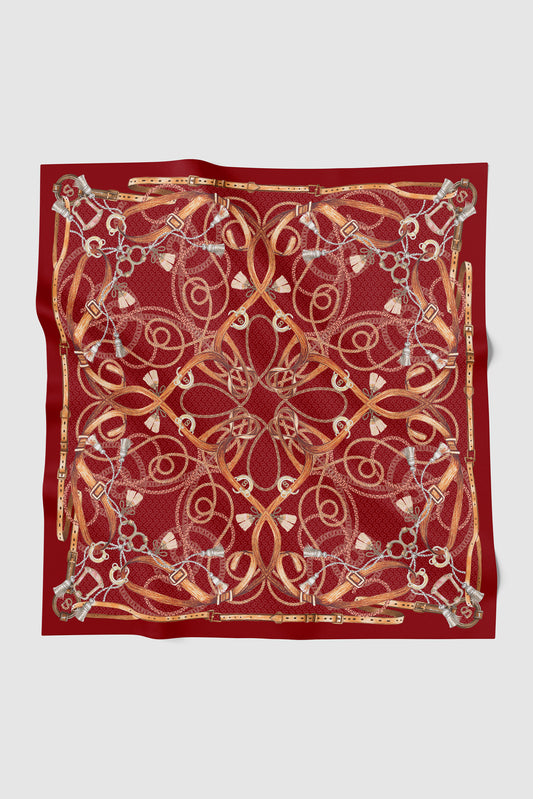 Alexandra Silk Jacquard Square - Crimson