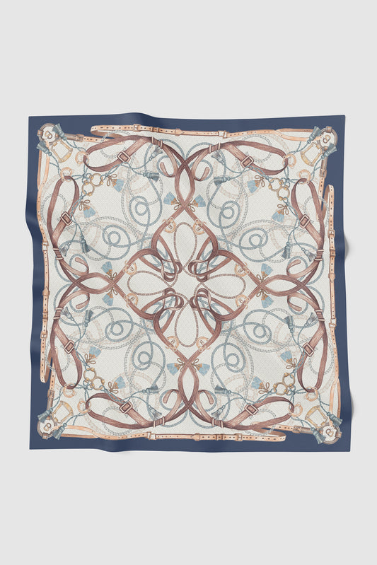 Alexandra Silk Jacquard Square - Marine