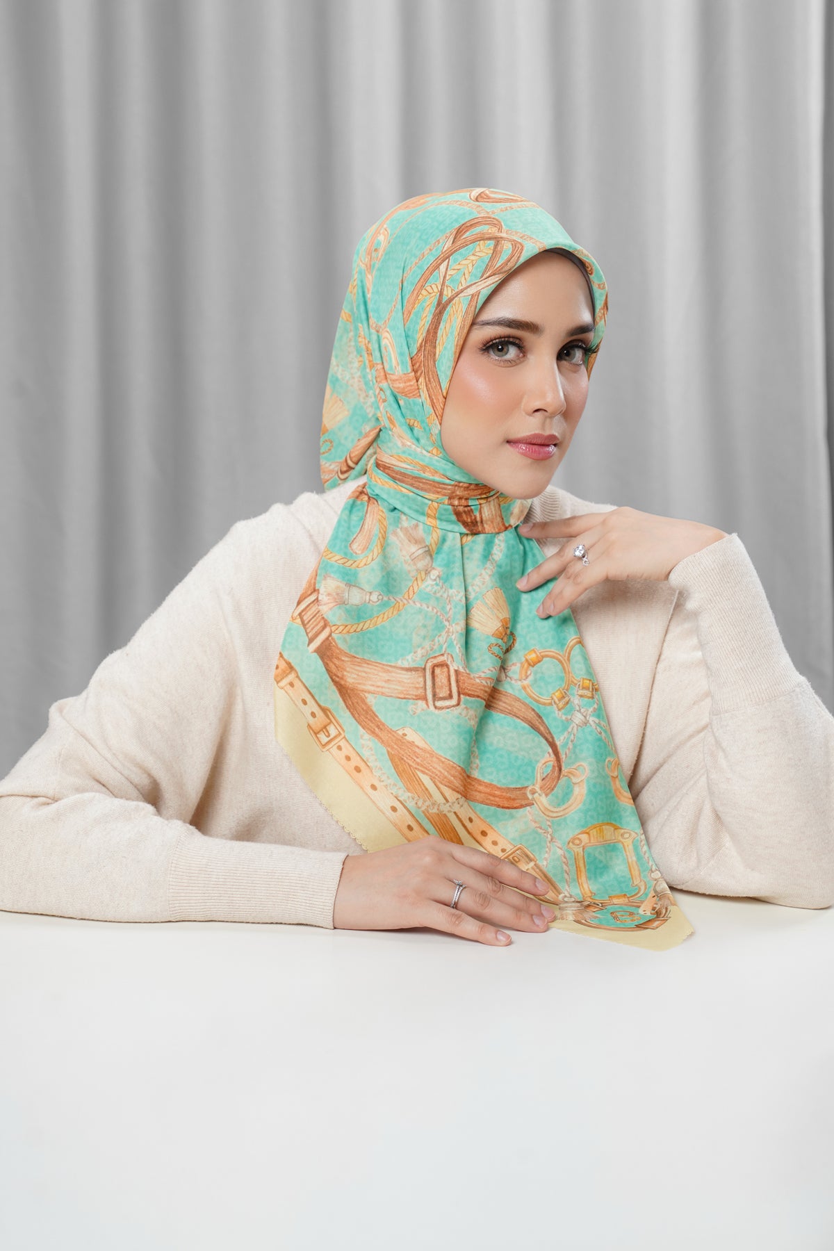 Alexandra Silk Jacquard Square - Verdant