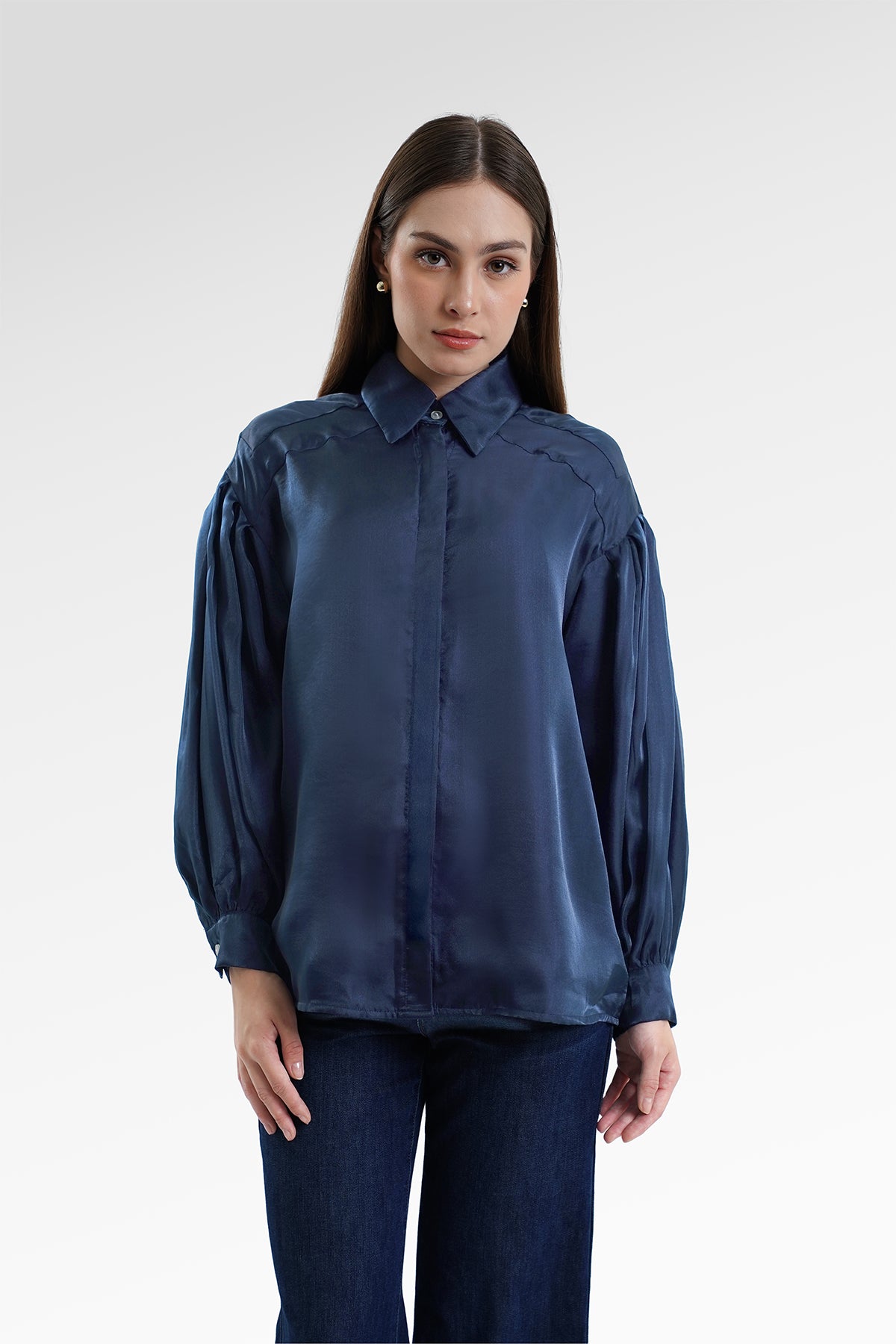 Alma Puffy Shirt - Navy