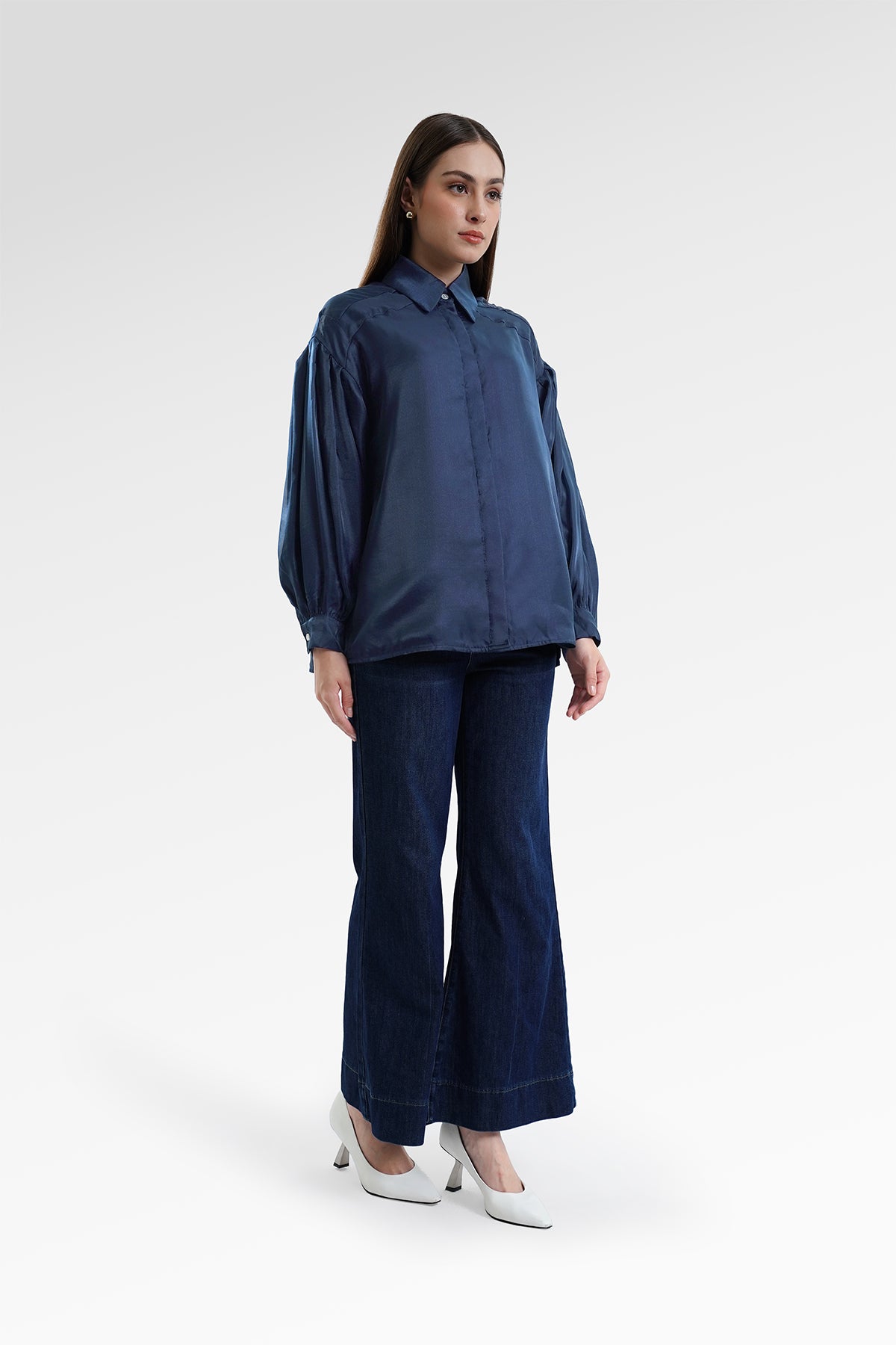 Alma Puffy Shirt - Navy