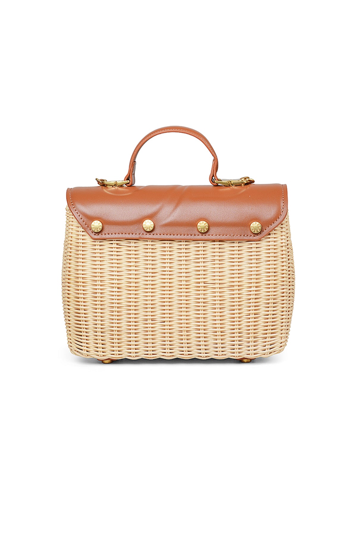 Alma Rattan Bag Medium - Caramel