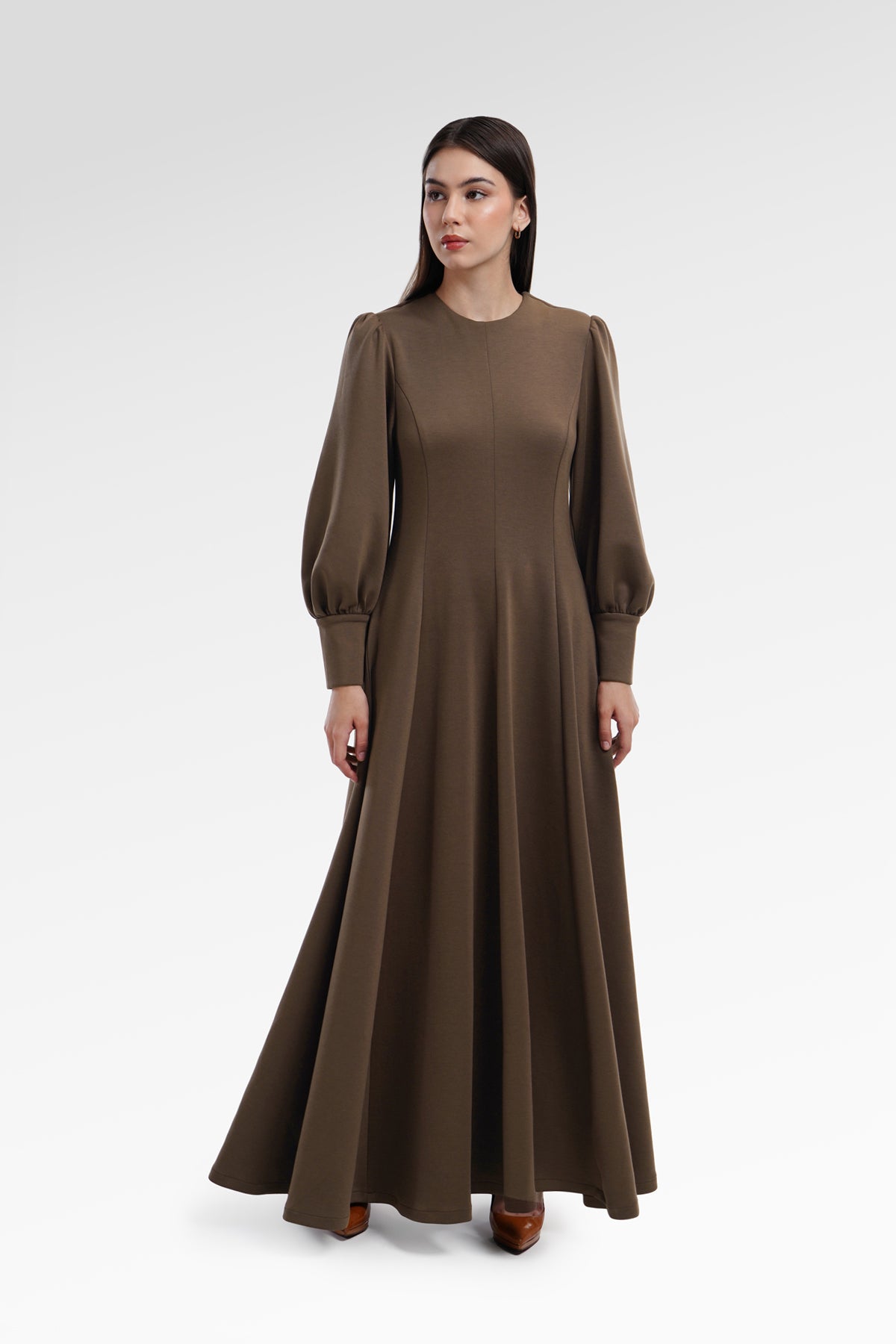 Amberlyn Puffy Dress - Brown