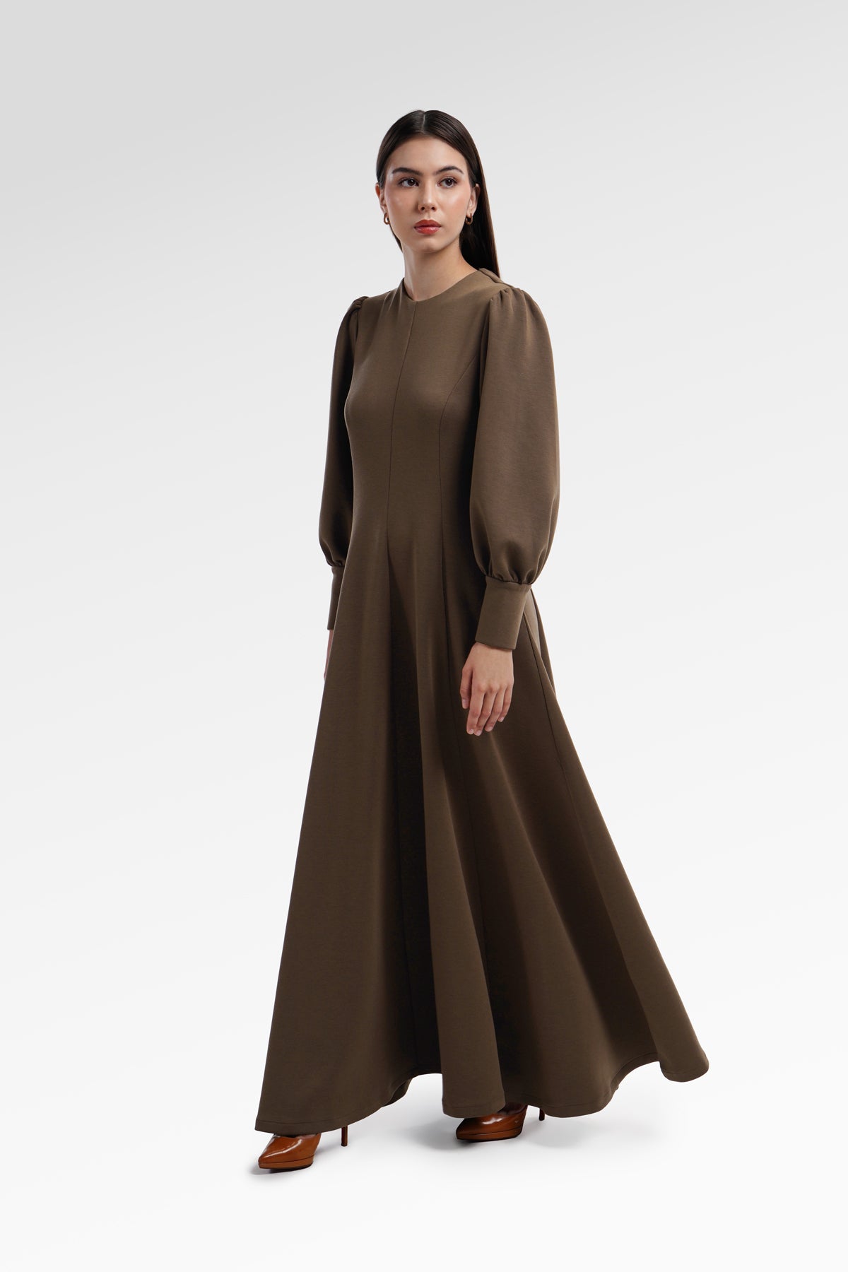 Amberlyn Puffy Dress - Brown
