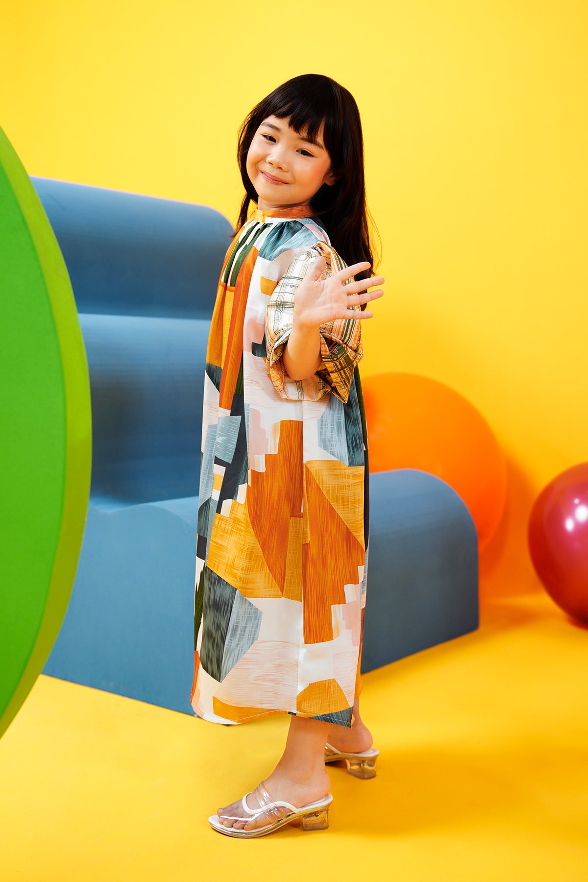 Ameena Kids Puffy Dress - Multicolor