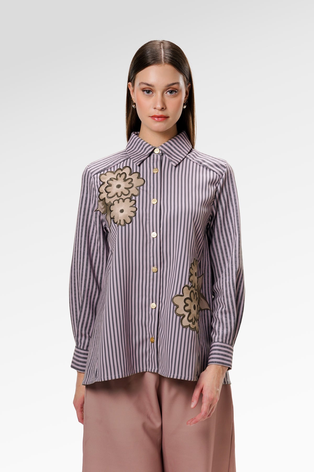 Arisse Embroidery Shirt - Mauve Shadow