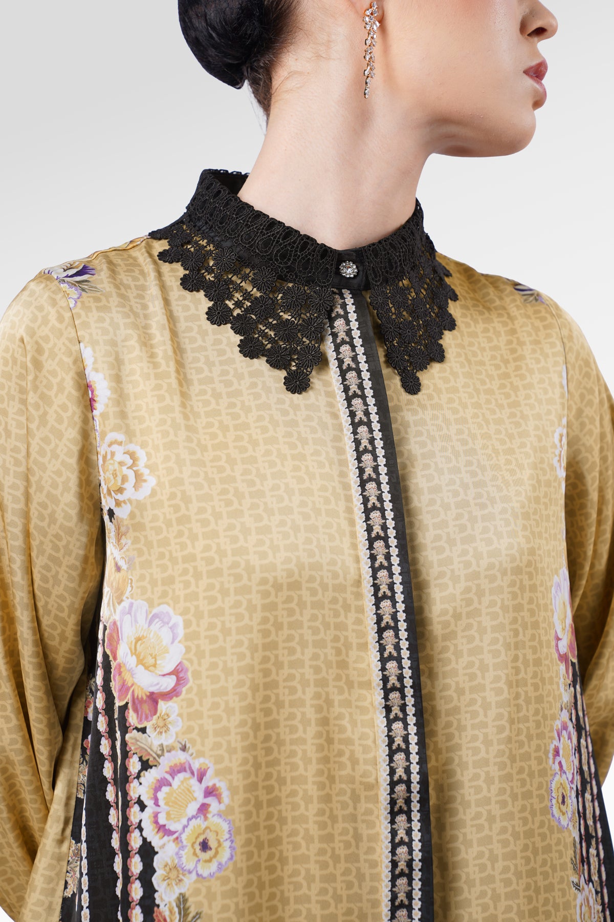Blooming Eid Lace Dress - Marigold