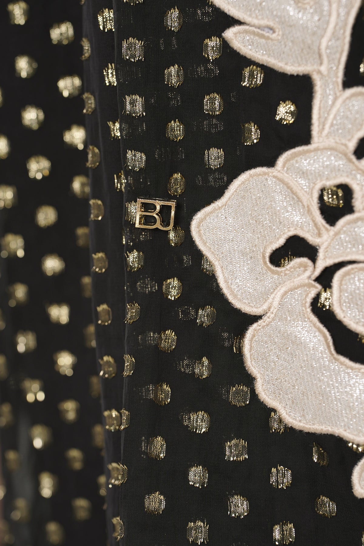 Blooming Eid Polka Dot Blouse - Black Iris