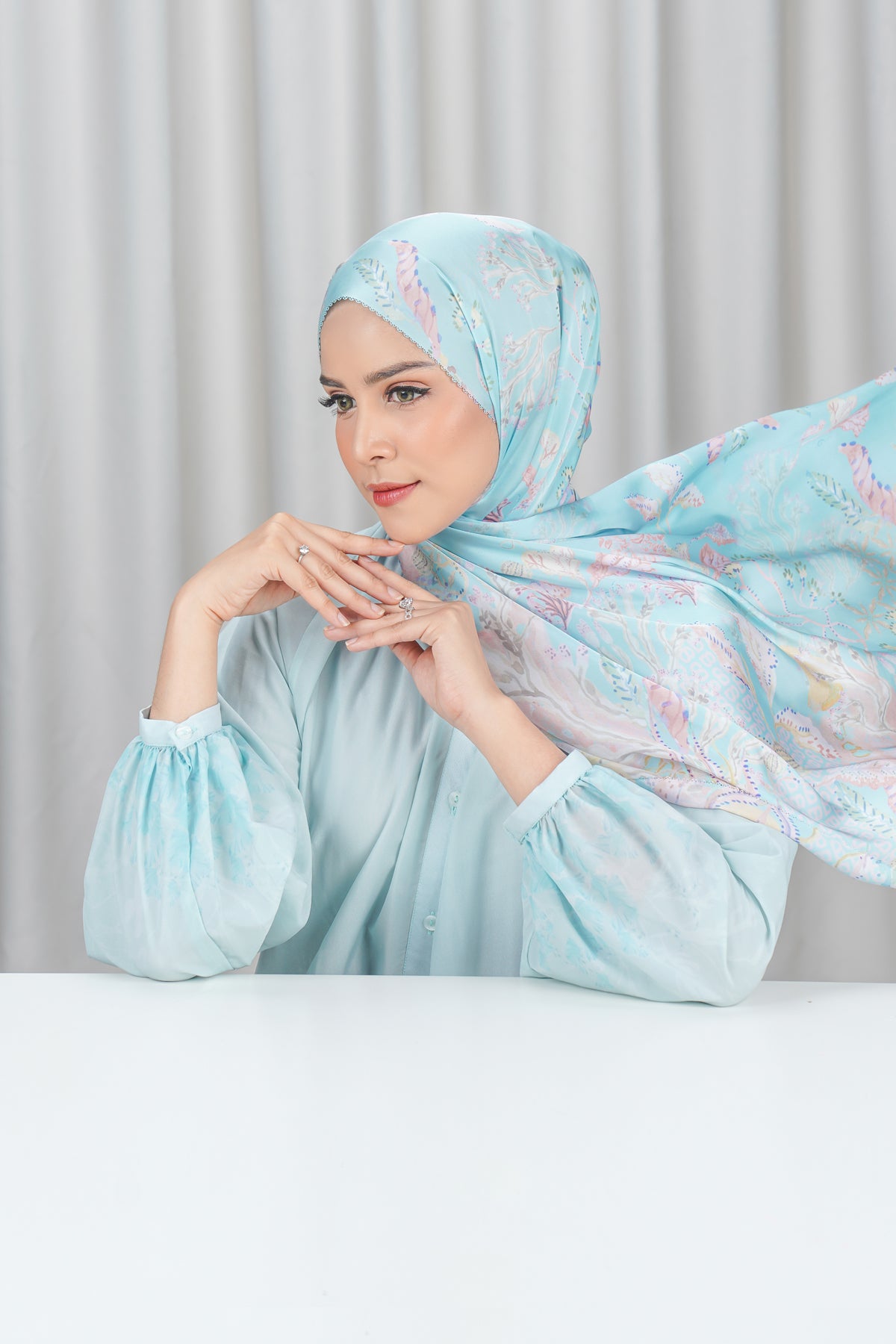 Misool Satin Shawl - Lagoon