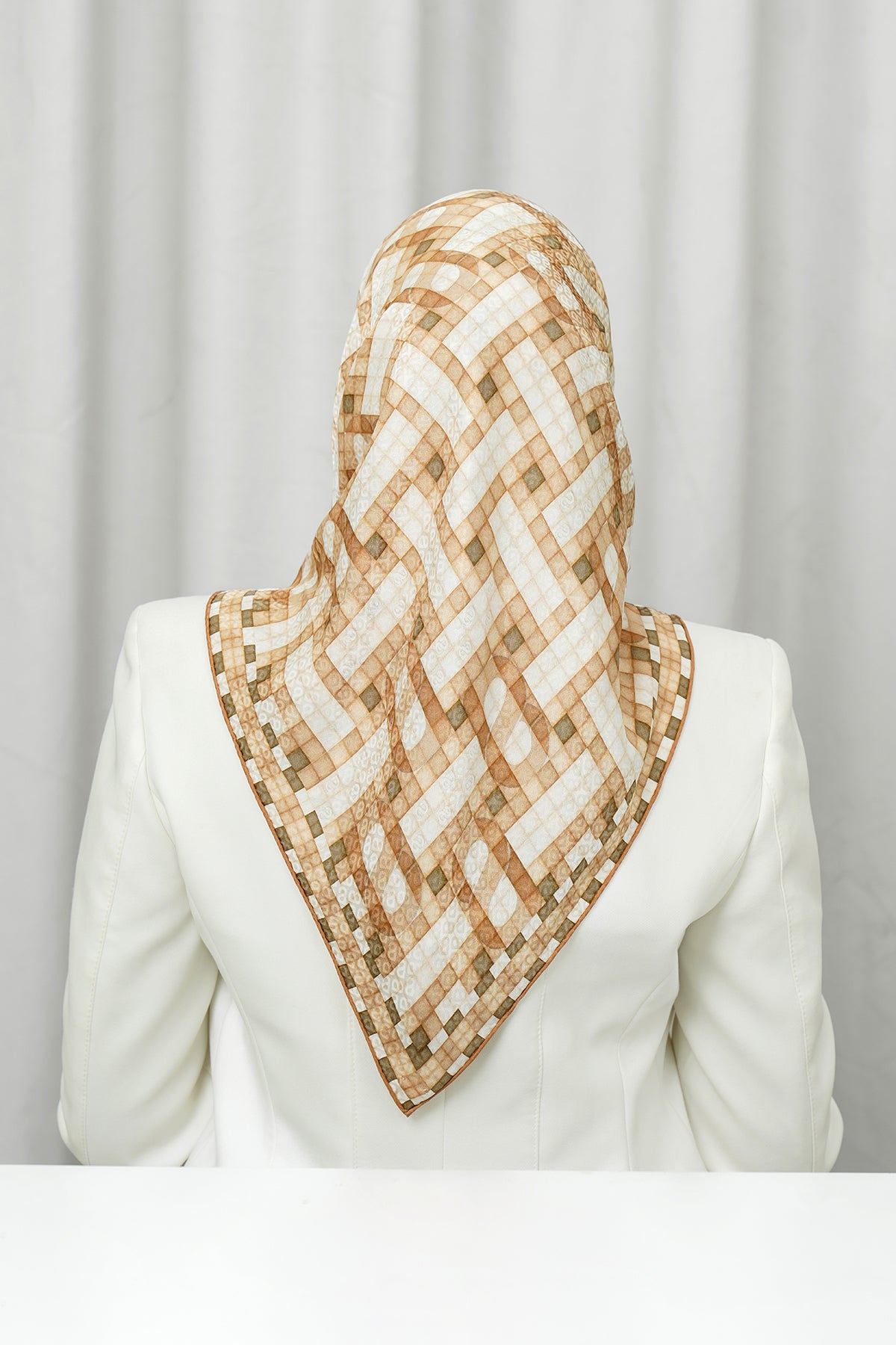 Silk Jacquard Square - Webbing Taupe & Gold