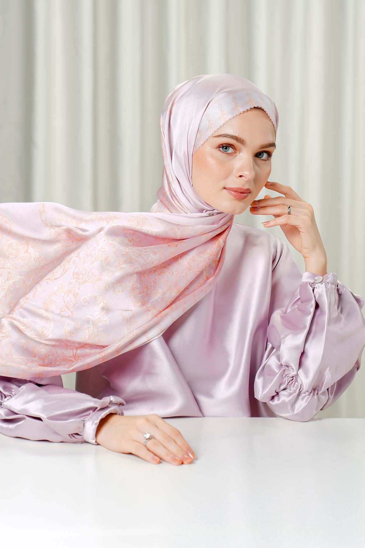 The Crown Satin Shawl - Lotus