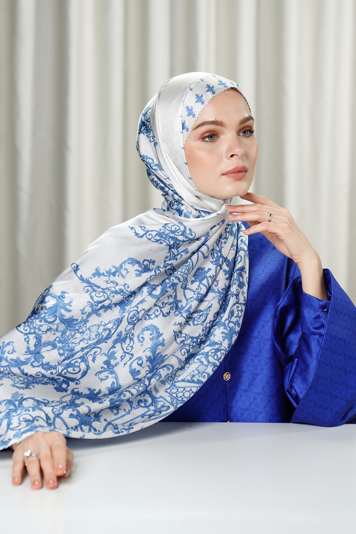 The Crown Satin Shawl - Moonstone