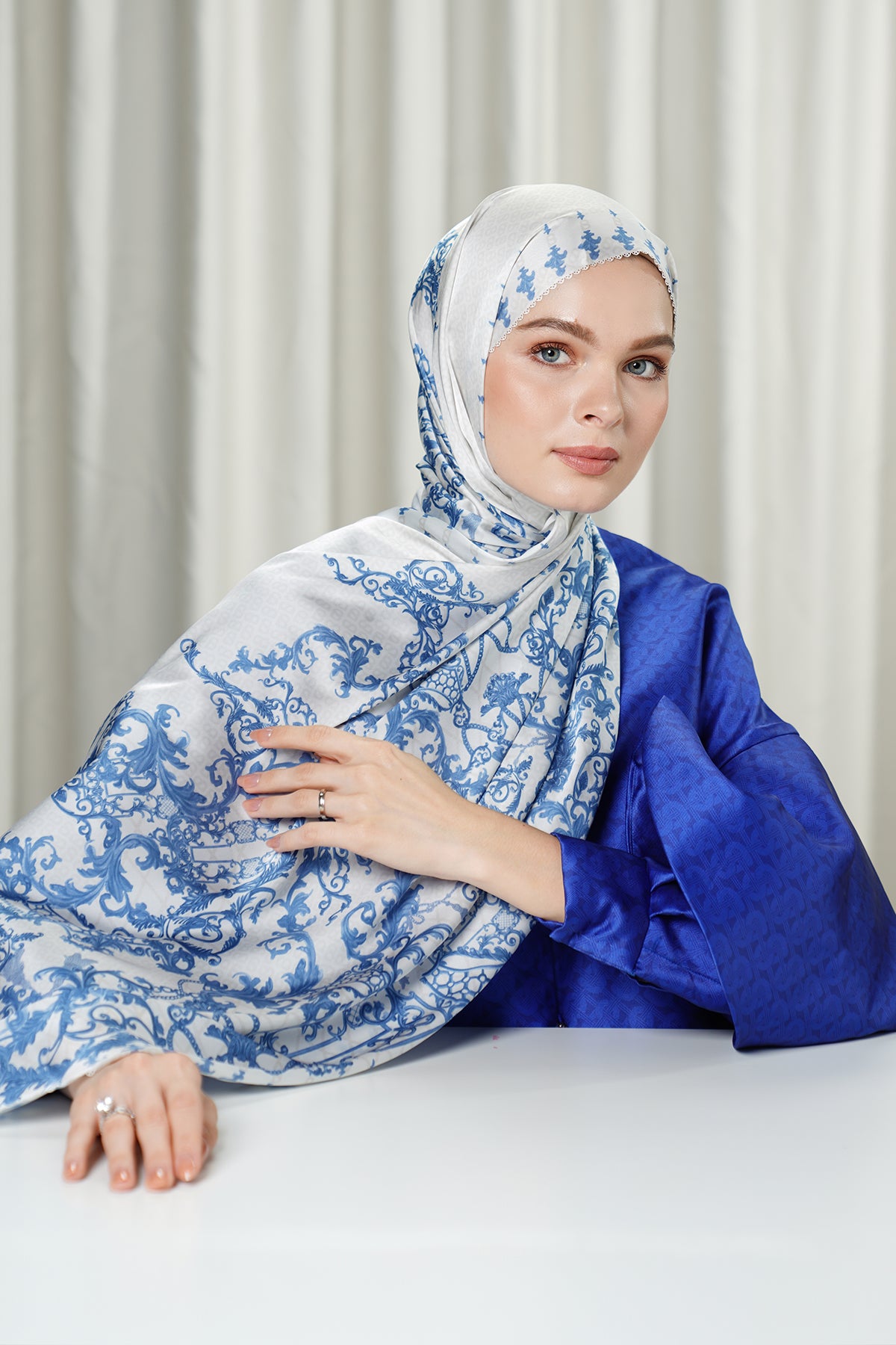 The Crown Satin Shawl - Moonstone