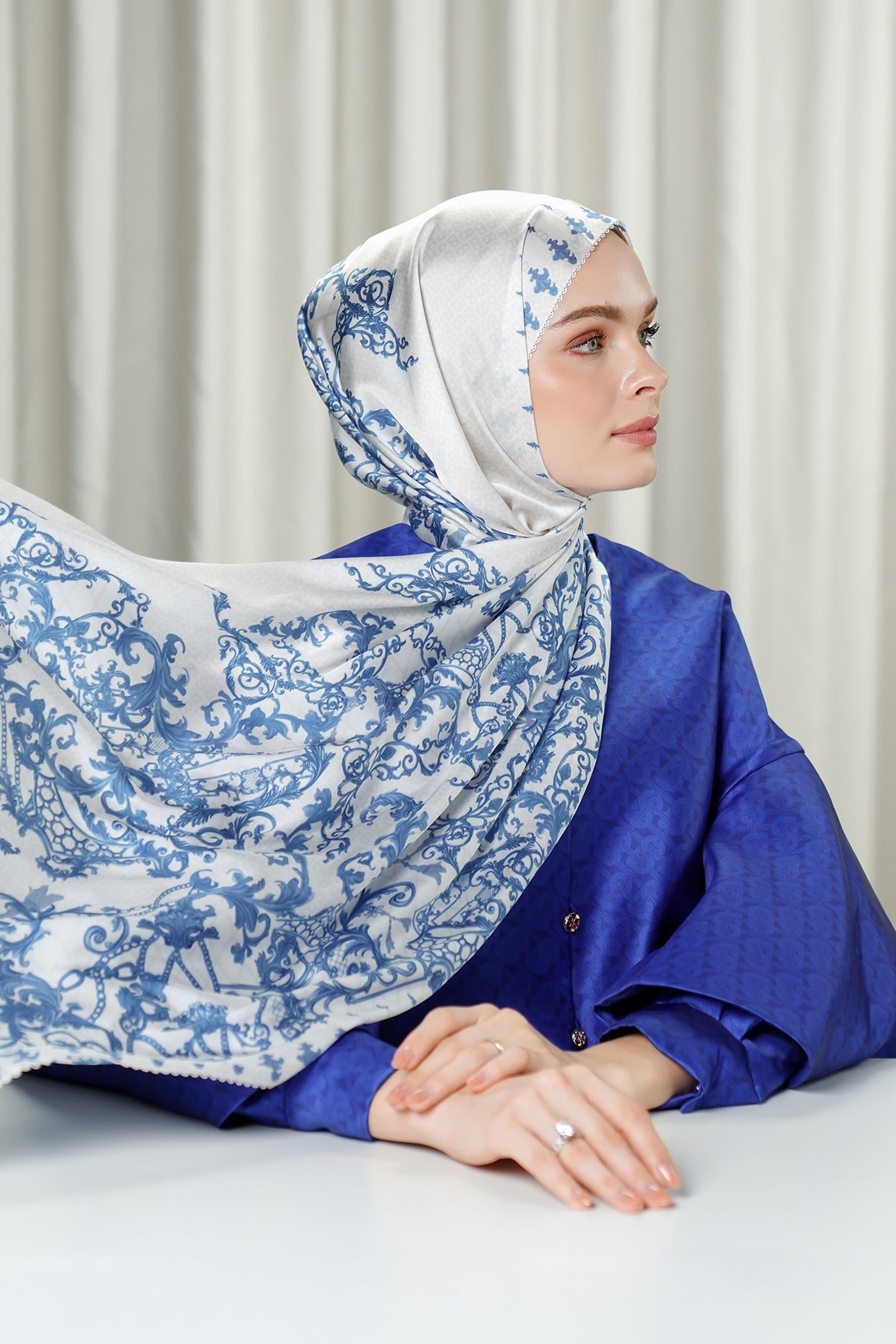 The Crown Satin Shawl - Moonstone