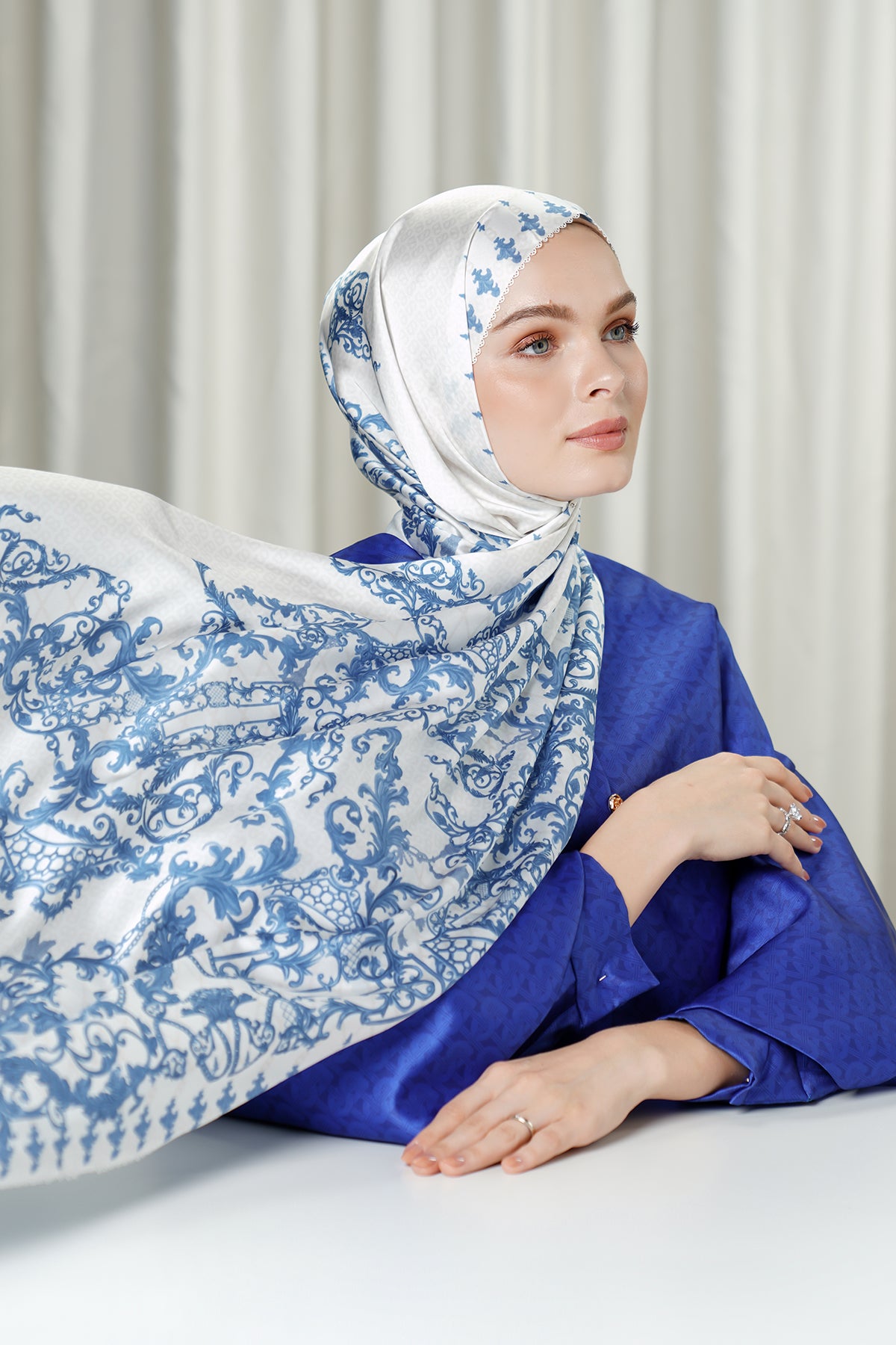 The Crown Satin Shawl - Moonstone