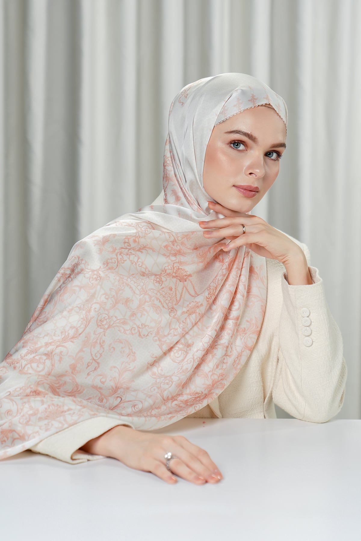 The Crown Satin Shawl - Pearl