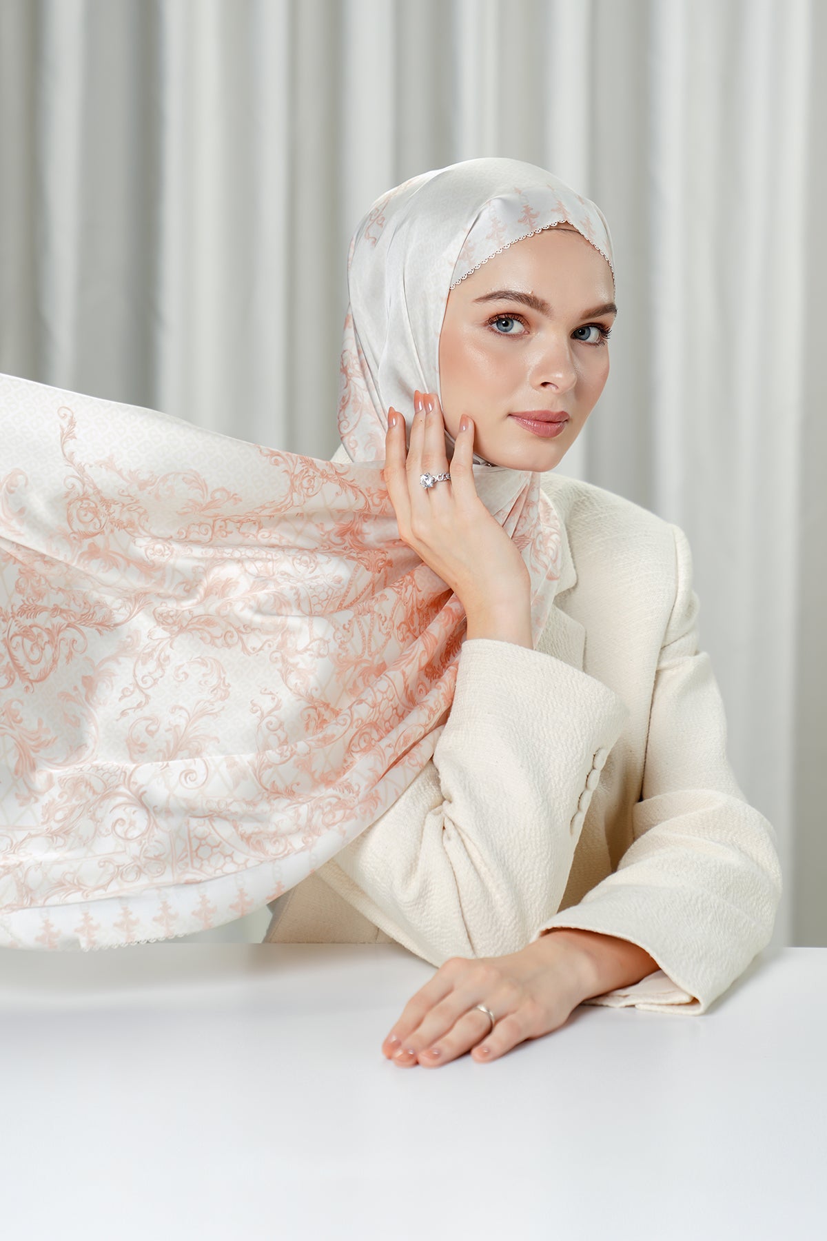 The Crown Satin Shawl - Pearl