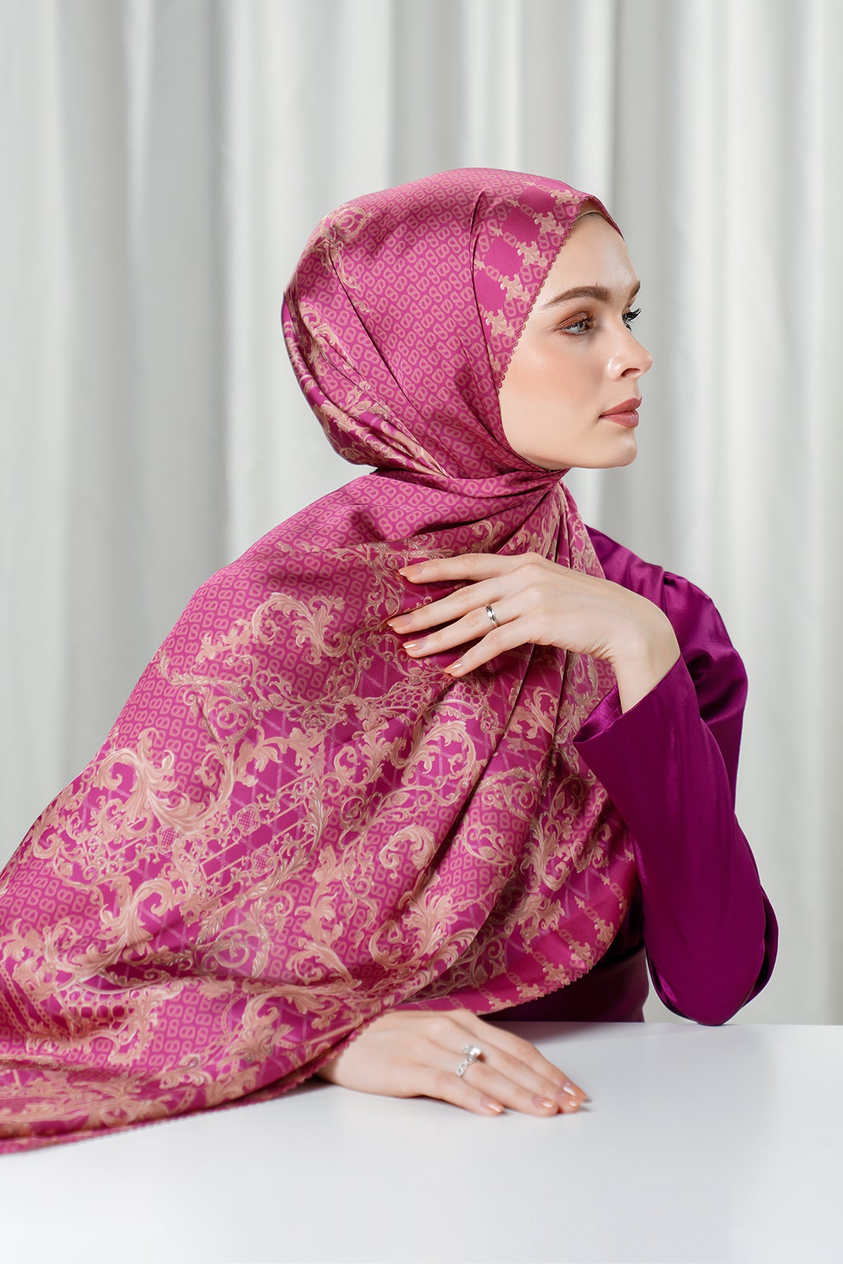 The Crown Satin Shawl - Plum