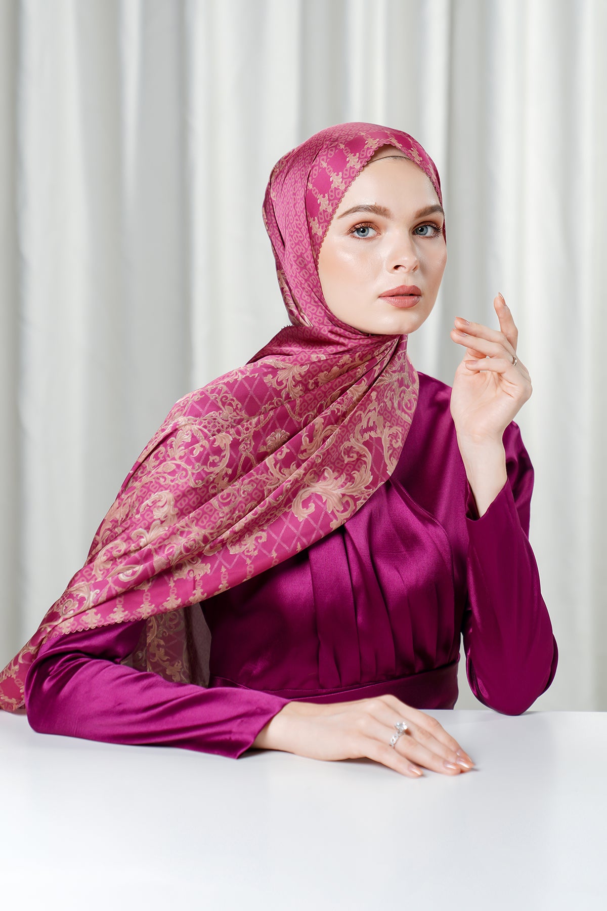 The Crown Satin Shawl - Plum