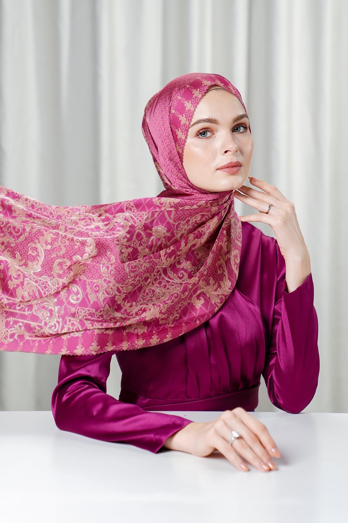 The Crown Satin Shawl - Plum