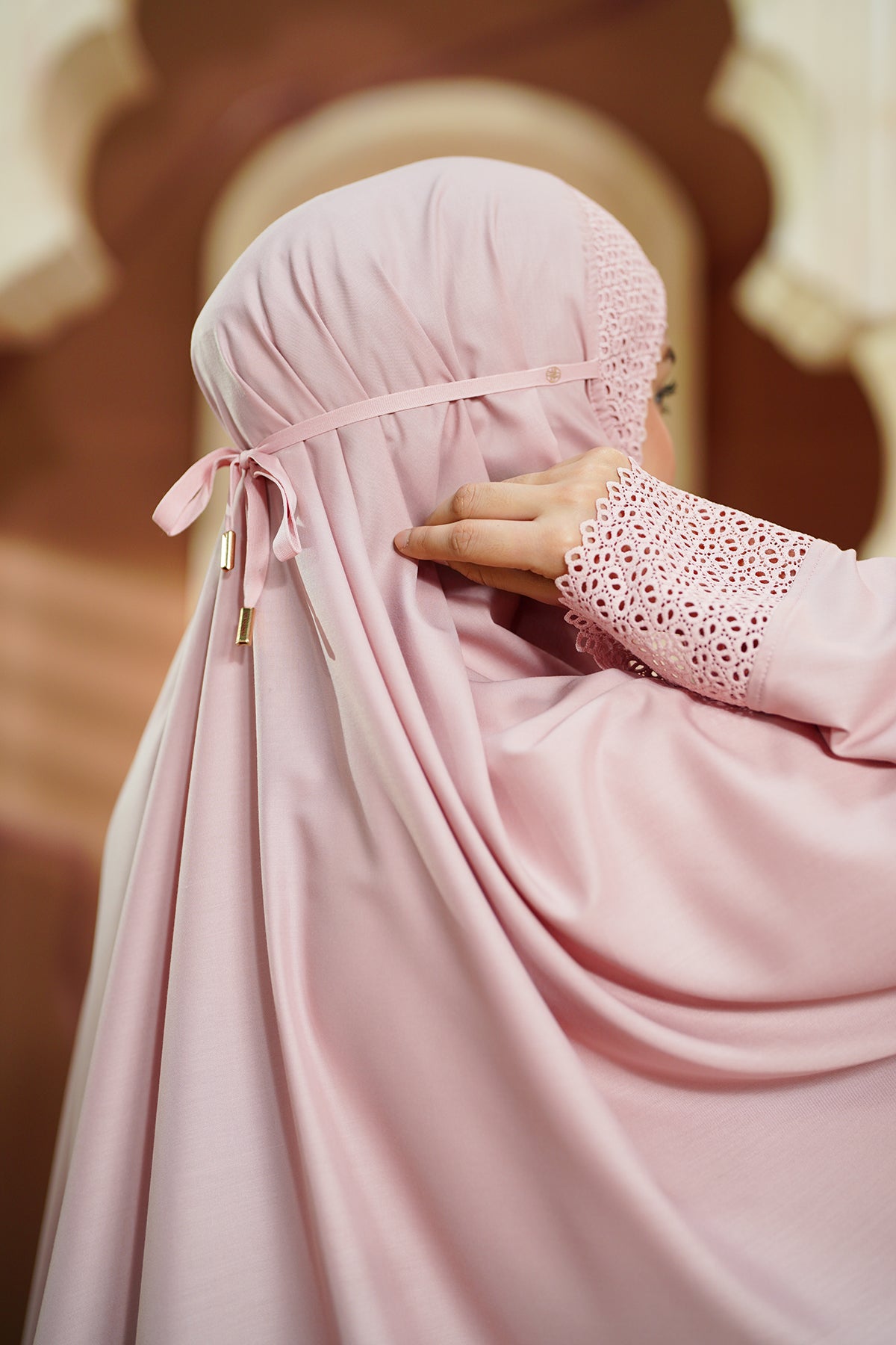 Ultra Fine Lace Prayer Robe - Blush Pink