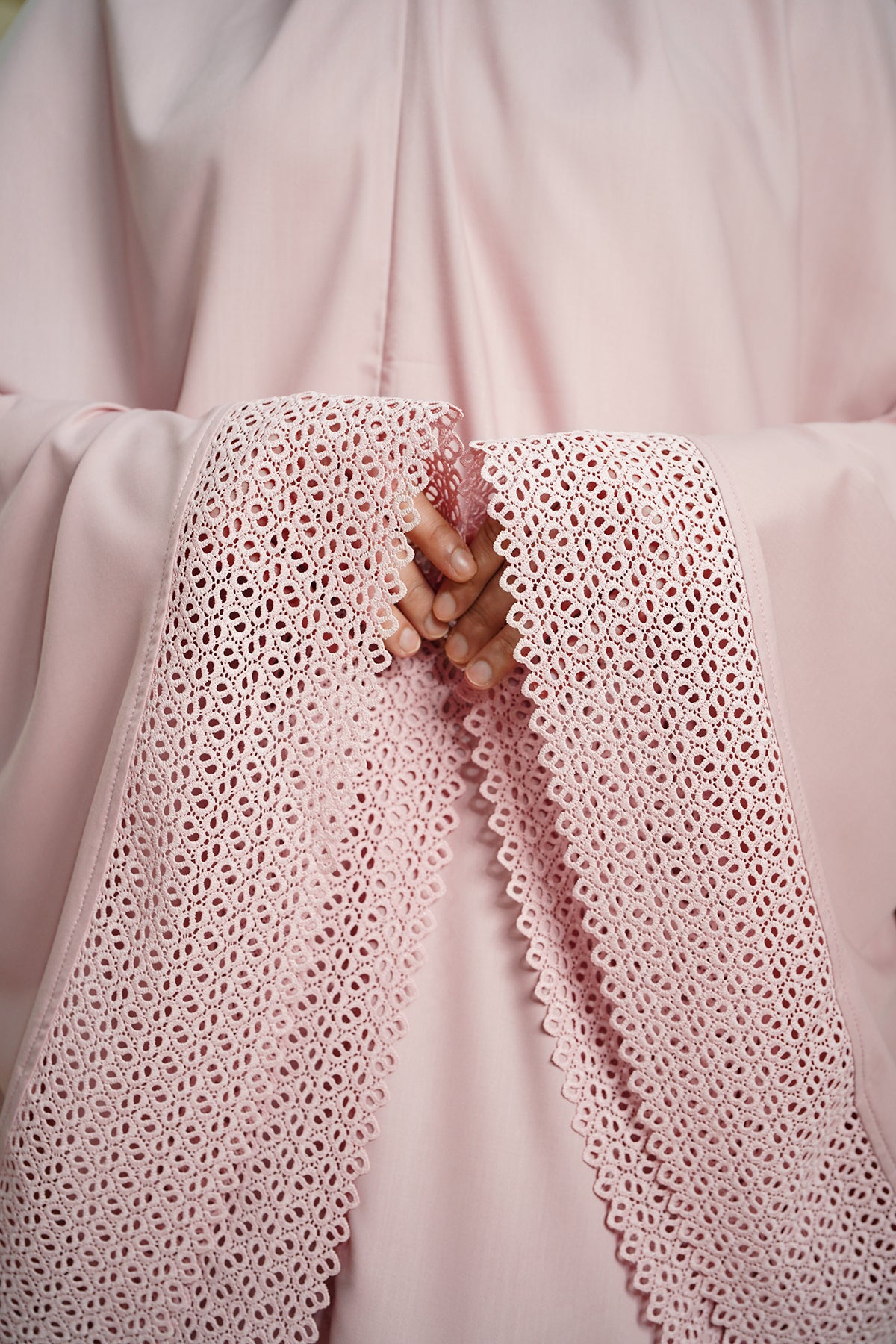 Ultra Fine Lace Prayer Robe - Blush Pink