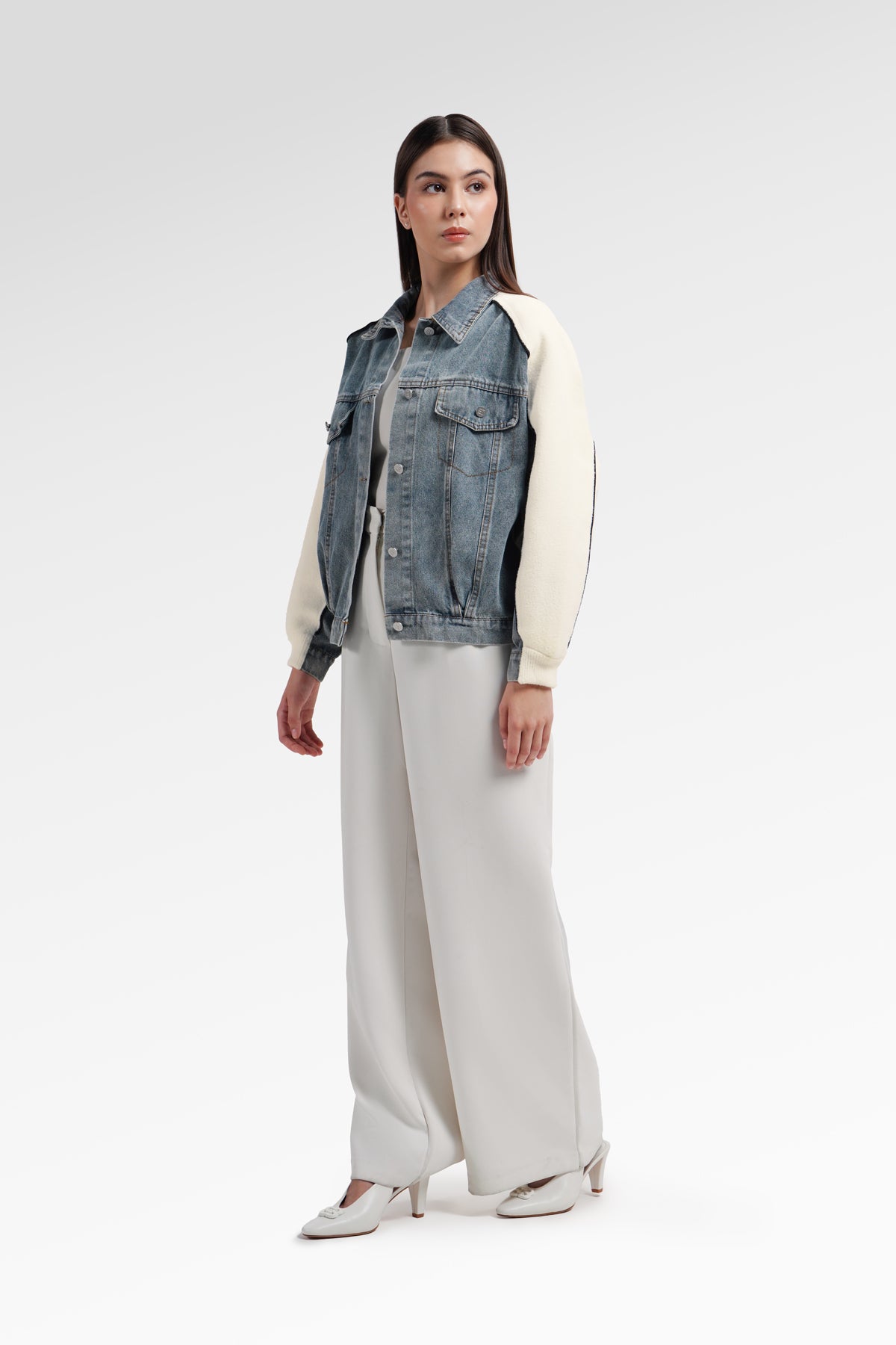 Belle Mix Fabric Jacket - White