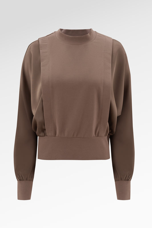 Bianca Crop Blouse - Brown