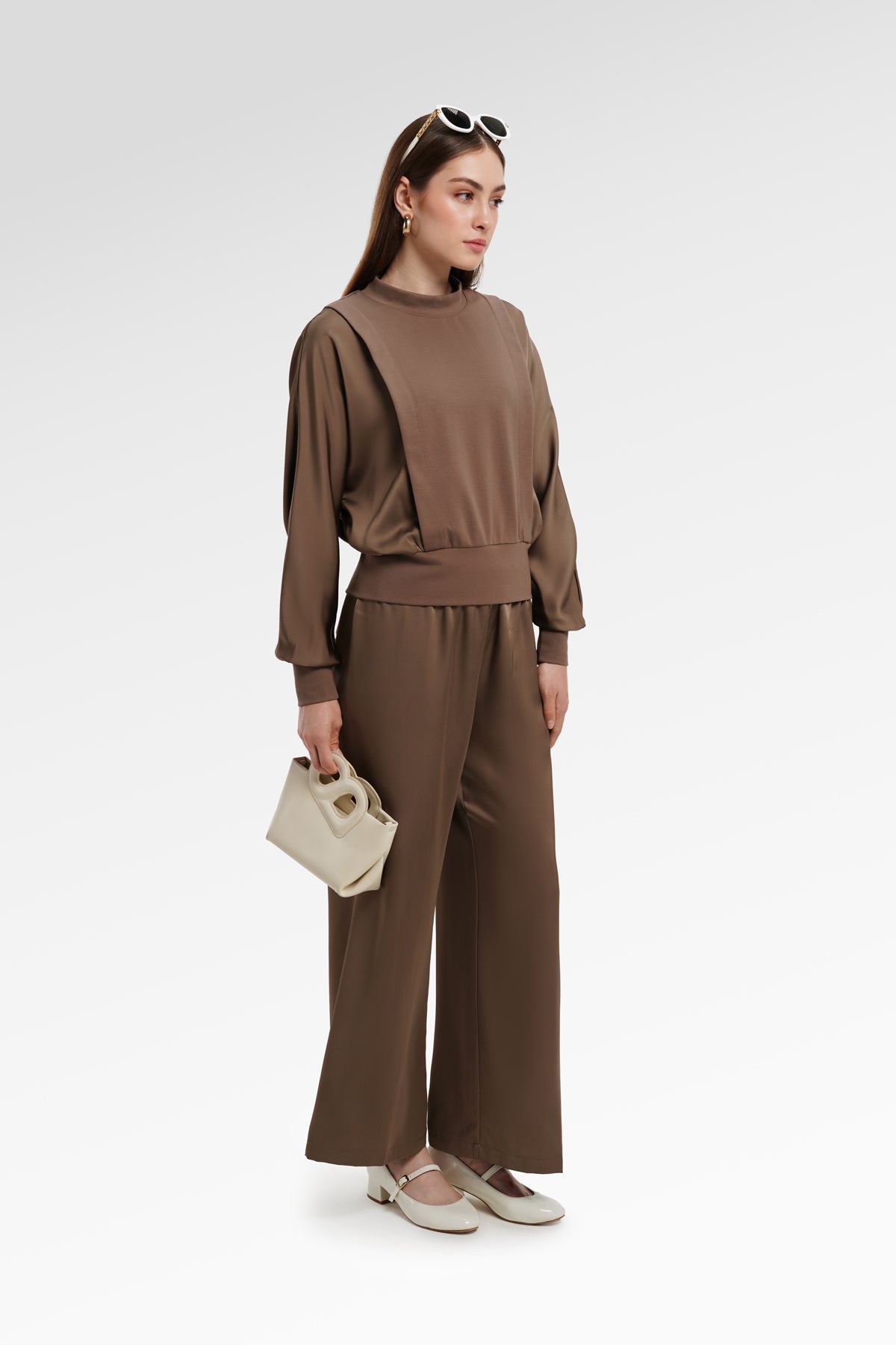 Bianca Crop Blouse - Brown