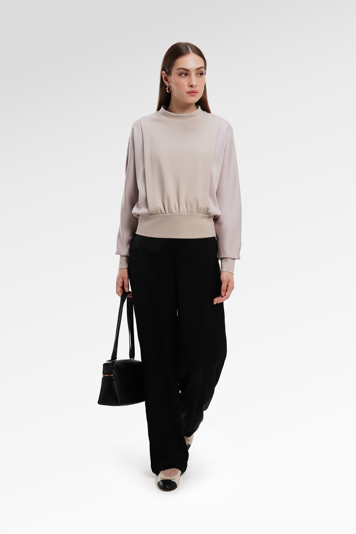 Bianca Crop Blouse - Light Taupe