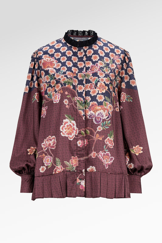 Blooming Eid Pleated Hem Shirt - Carnation