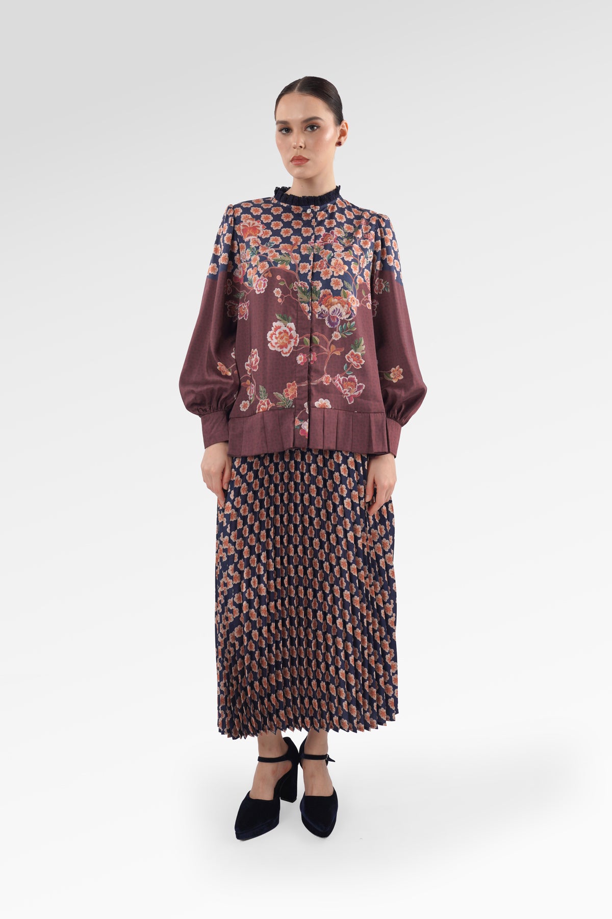 Blooming Eid Pleated Hem Shirt - Carnation