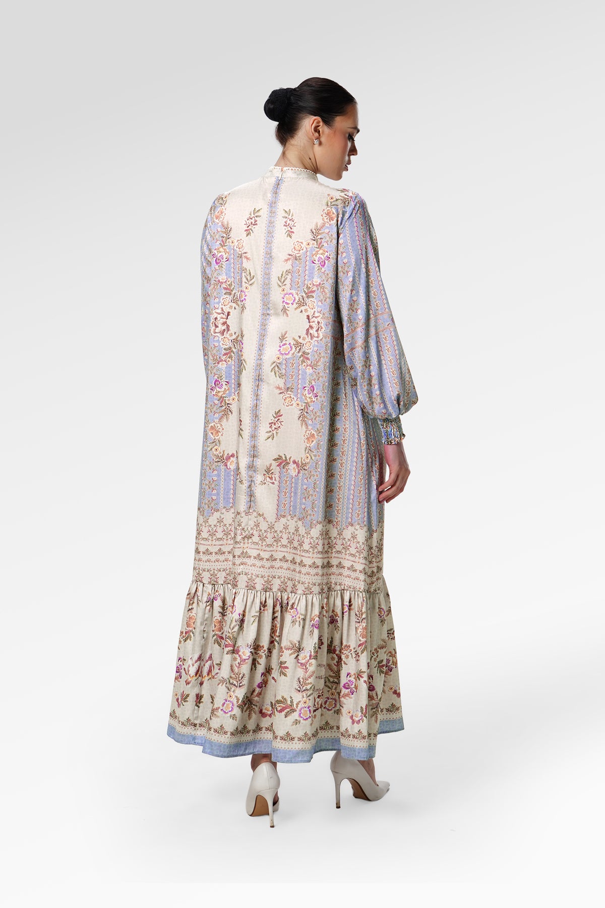 Blooming Eid Ruffle Dress - Blue Bell