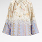 Blooming Eid Satin Shirt - Blue Bell