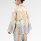 Blooming Eid Satin Shirt - Blue Bell