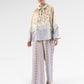 Blooming Eid Satin Shirt - Blue Bell